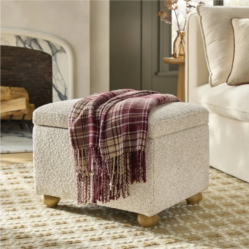 Fall Plaid Woven Throw Blanket Burgundy/Cream - Hearth & Hand™ with Magnolia